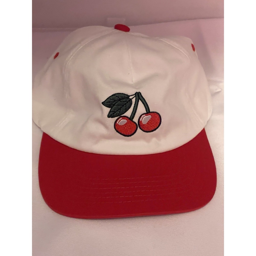 Cherry Embroidered Patch Brushed Cotton Unstructured Baseball Cap